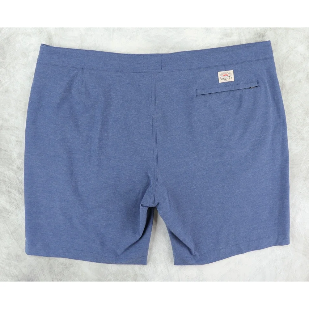 Faherty All Day Shorts Mens 42 Blue Hybrid Quick Dry Stretch Boardshorts
